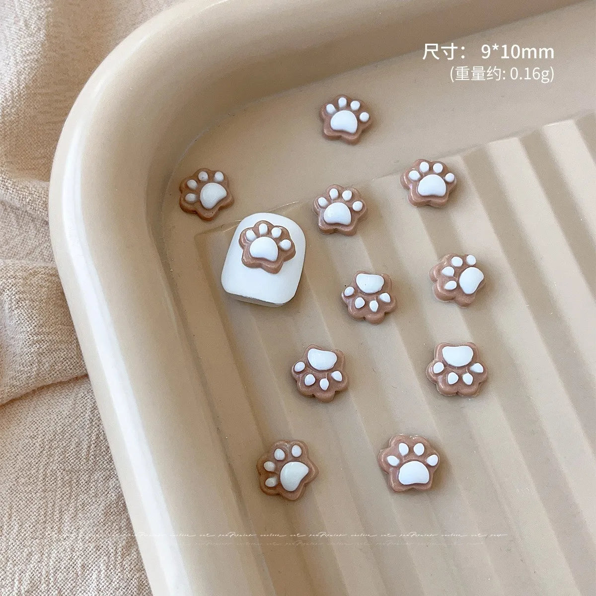 10pcs 3D Cat Paw Nail Charms Kawaii Acrylic Rhinestone Decor