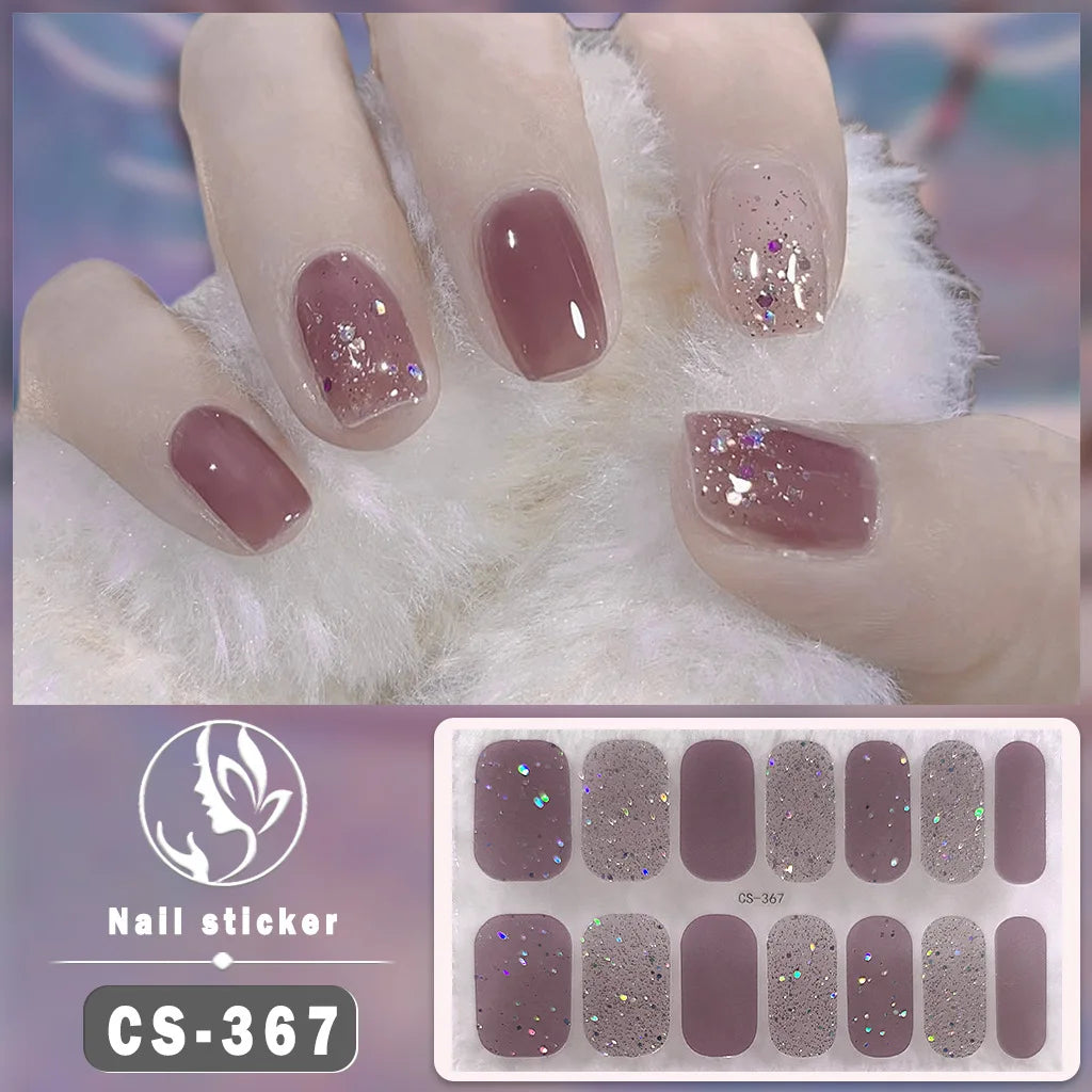 Solid Color Self-Adhesive Gel Nail Art Stickers & Decals