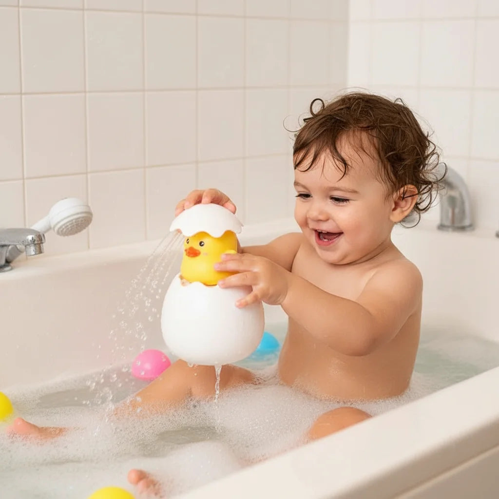 Baby Dinosaur Egg Bath Toy – Silicone Water Spray Squirt Toy
