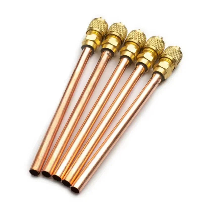 5-Pack Brass Refrigerant Charging One-Way Valve – AC Welding Type