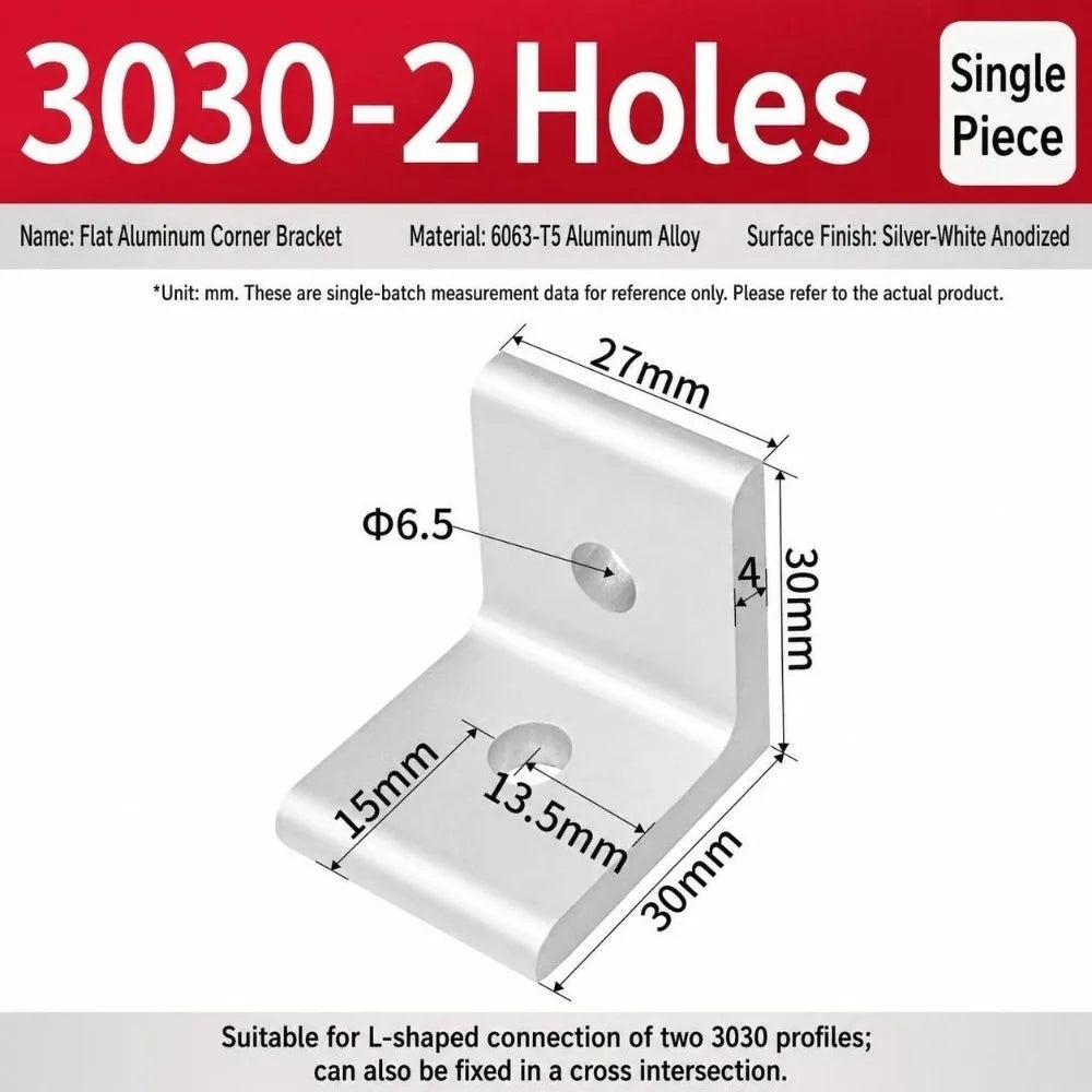 90° Aluminum Angle Bracket Flat Right Angle Connector Alloy