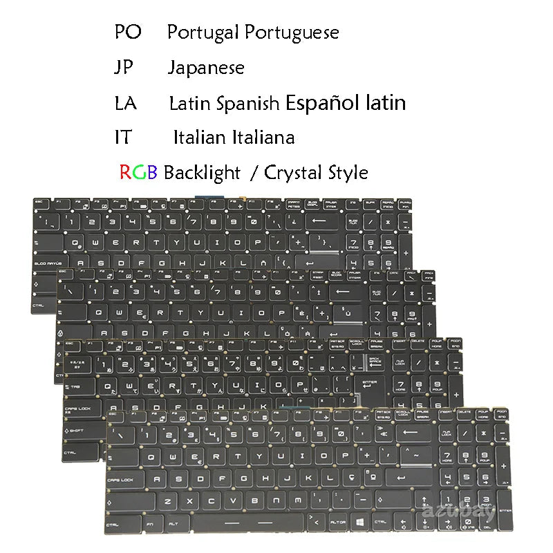 MSI GE62 Apache RGB Backlit Laptop Keyboard LA/PT/IT/JA