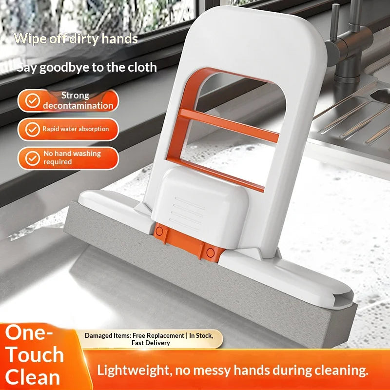 Mini Self-Squeeze Sponge Mop – Foldable Wall-Mount Cleaner