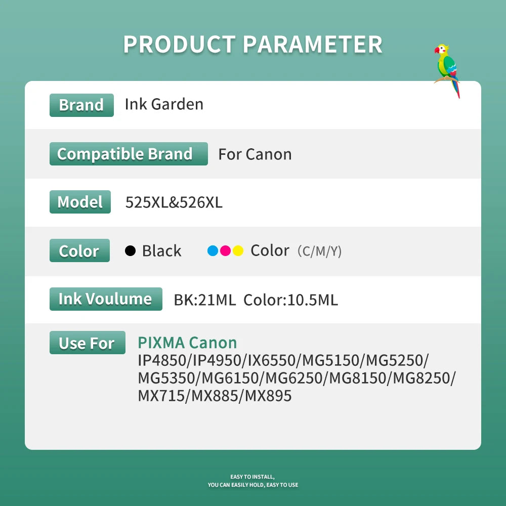 PGI-525 CLI-526 XL Compatible Ink Cartridges for Canon PIXMA