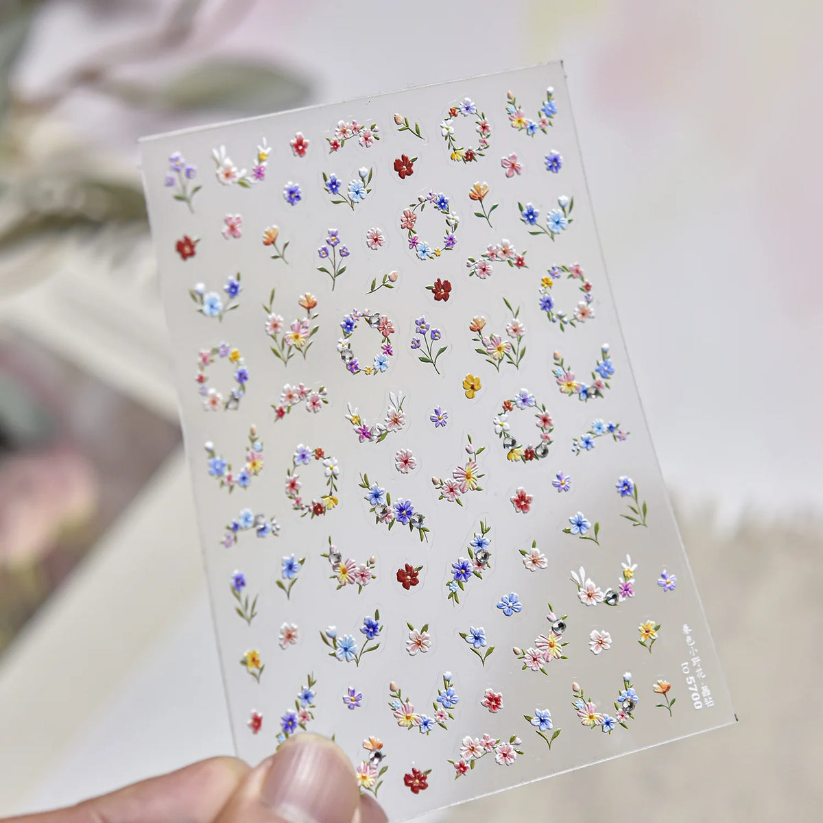 Spring Wildflower 5D Embossed Nail Art Stickers | 3D Garland