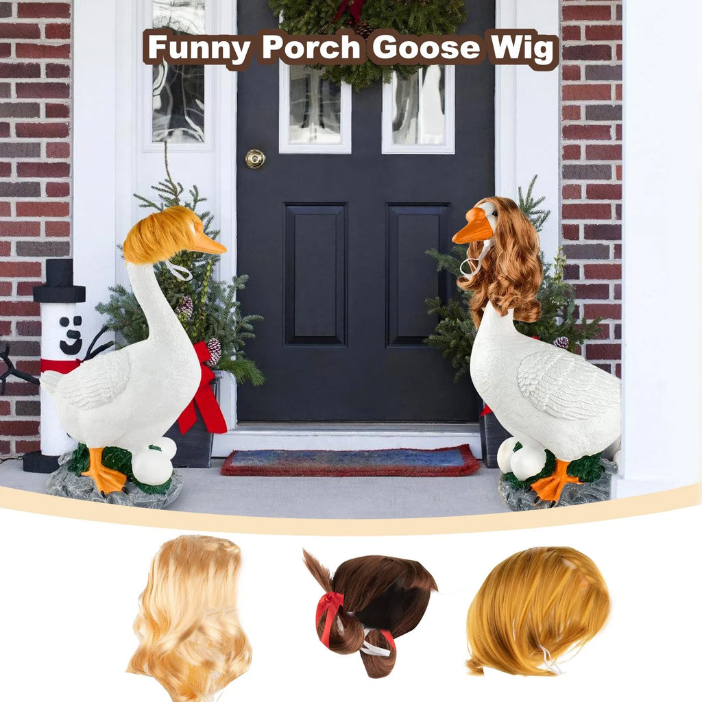 3-Pack Crocheted Goose Wig Costume Set – Porch Décor Accessory