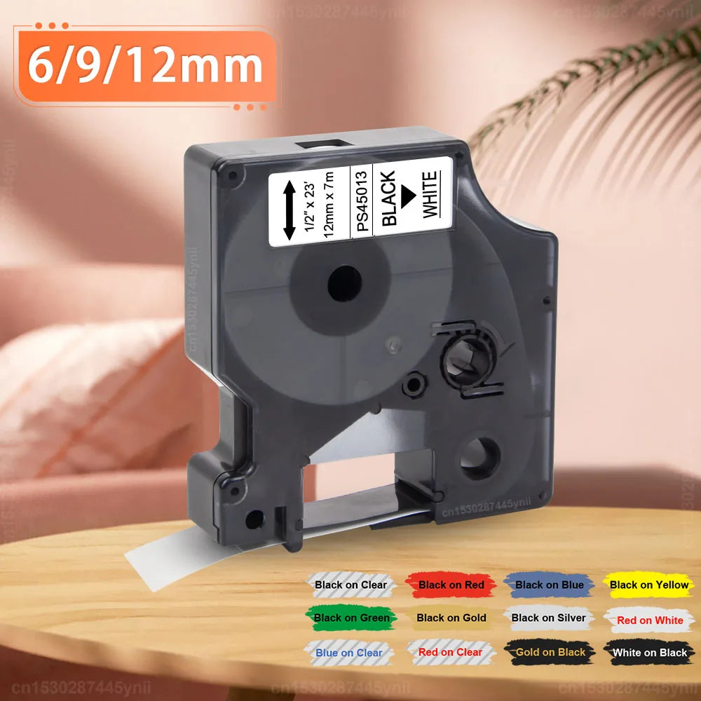 Labelwell Compatible Dymo D1 Label Tape 6/9/12mm – 45013 43613