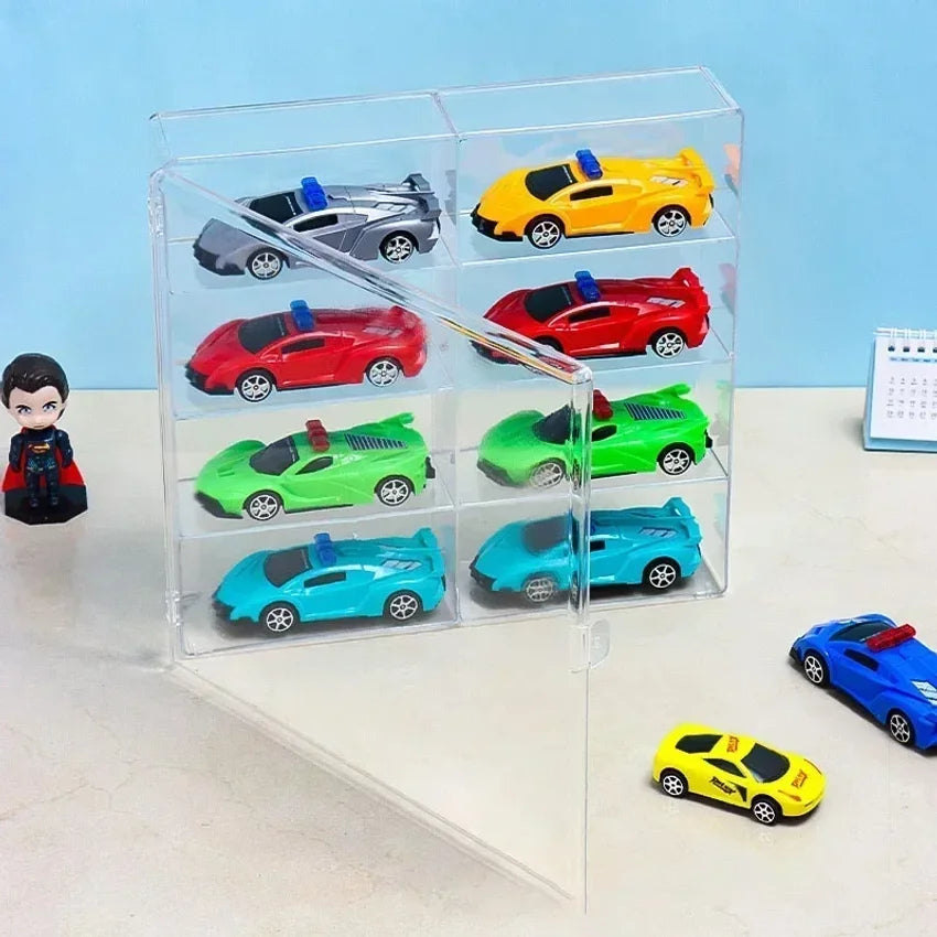 1:64 Car Model Display Box – 8-Grid Acrylic Stackable Case