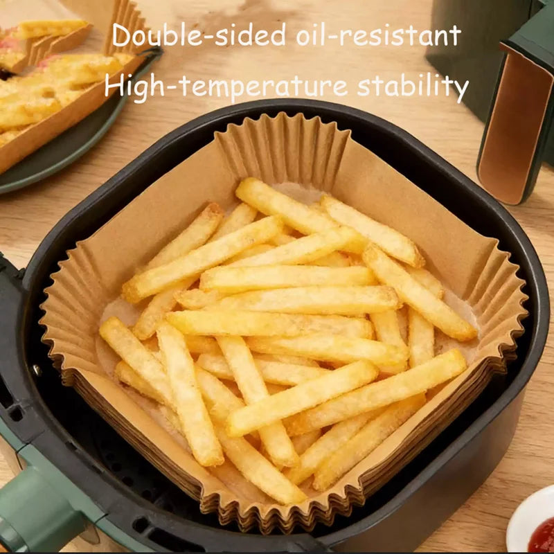 Square Air Fryer Disposable Paper Liners Non-Stick 50Pcs
