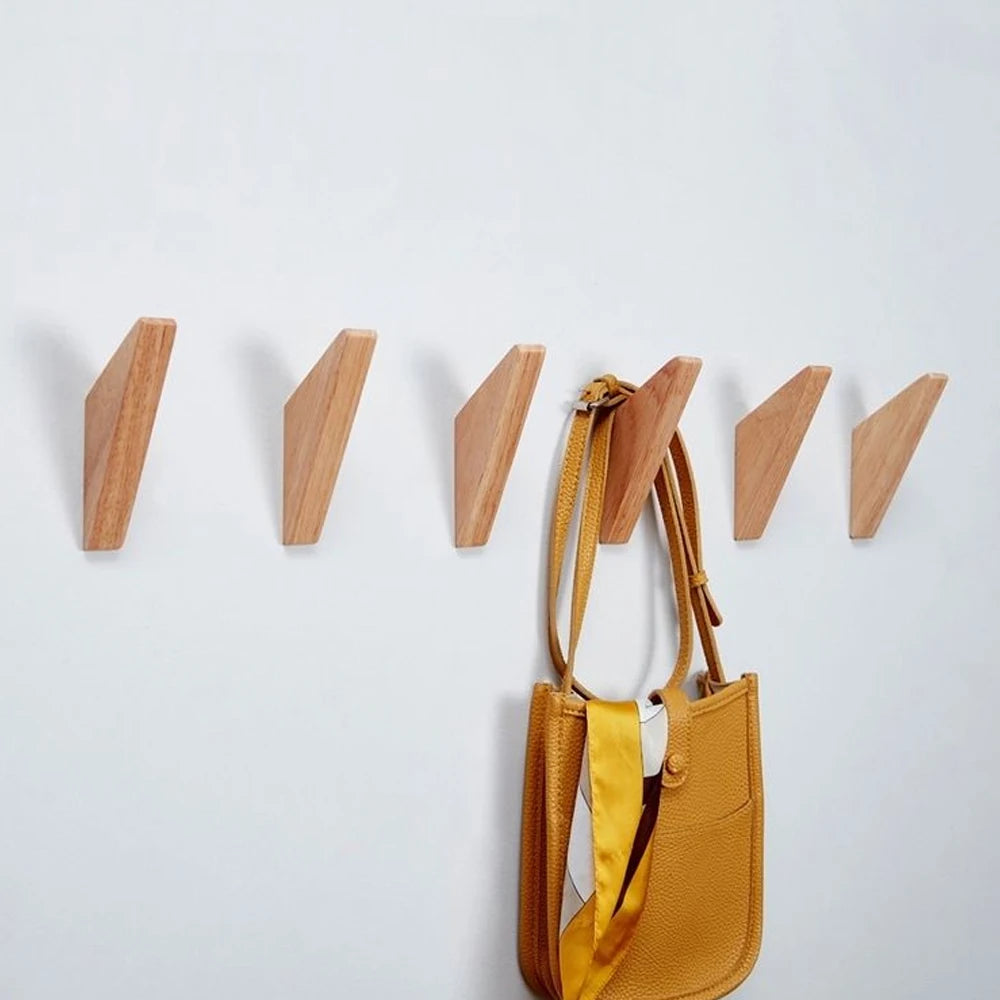 Triangle Wood Wall Hook – Coat, Hat & Key Hanger Rack