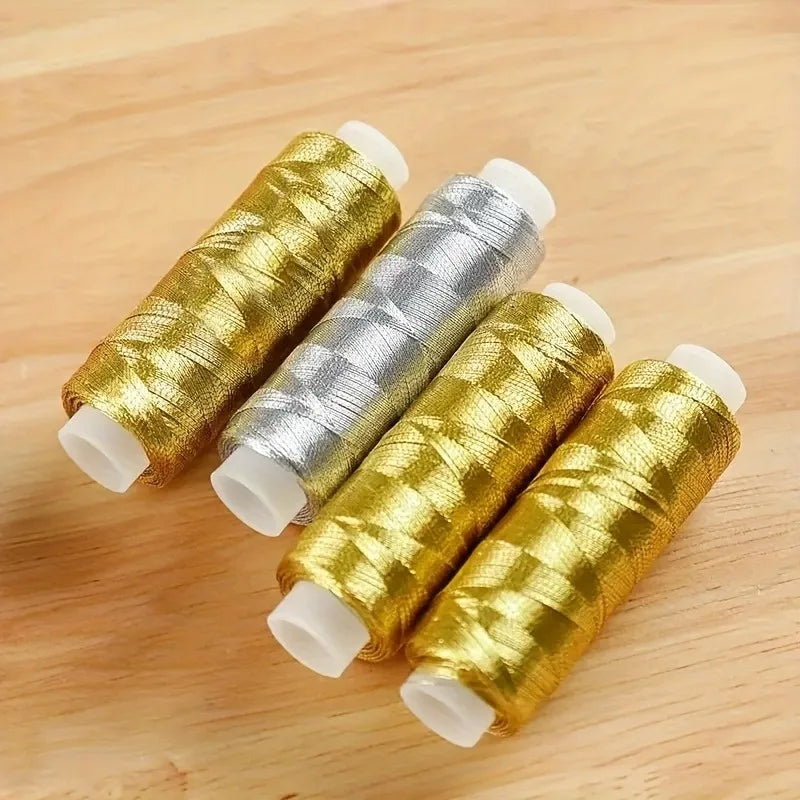 2-Pack Gold & Silver Metallic Embroidery Thread 182.88m