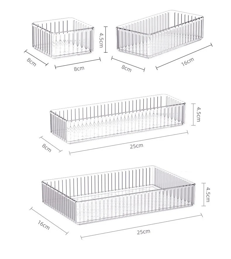 Clear Plastic Drawer Organizer Set – Desk & Bathroom Bins