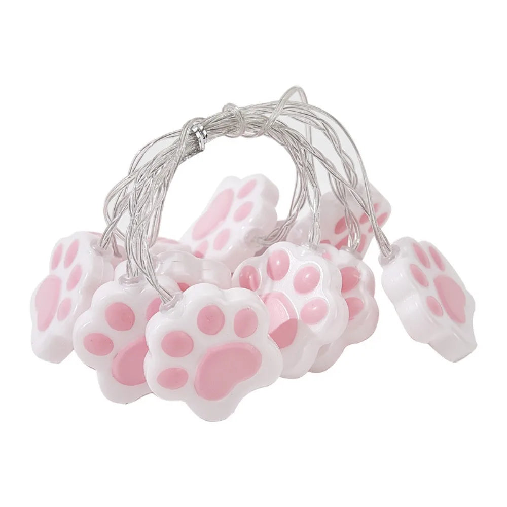 Cat Paw LED Fairy String Lights – USB & Battery, Waterproof
