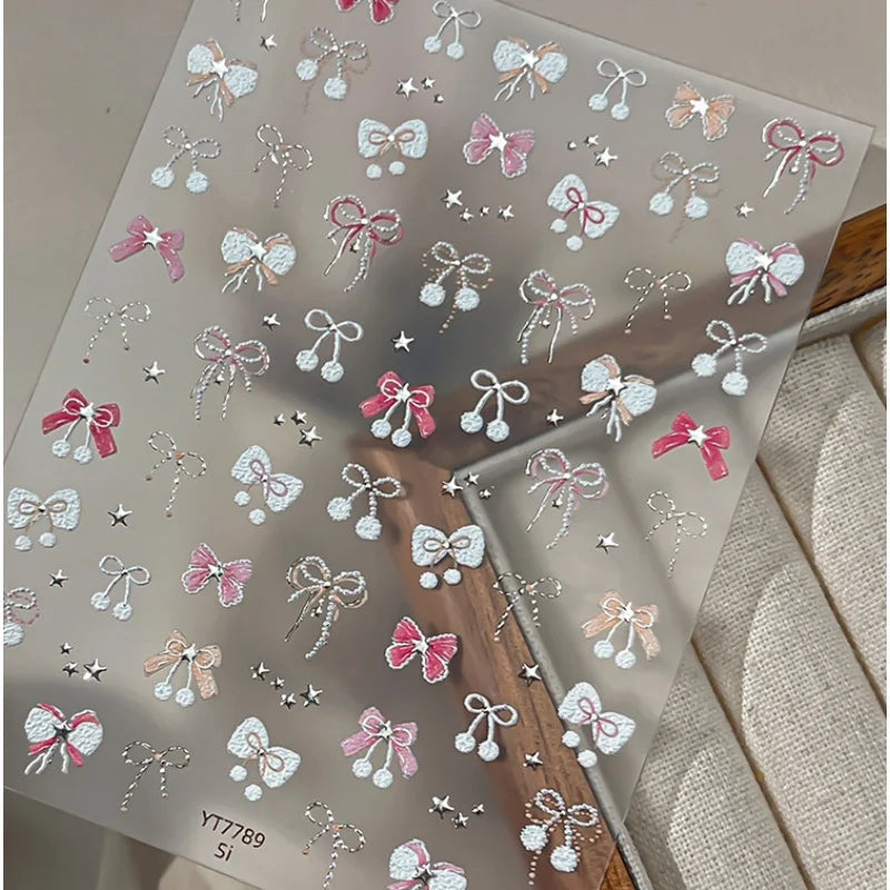 Winter Nail Stickers – Red Bow & Gold Star DIY Decals