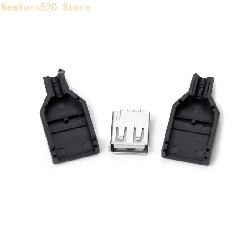 10-Pack USB Type A Female 4-Pin Socket Connector Black Shell
