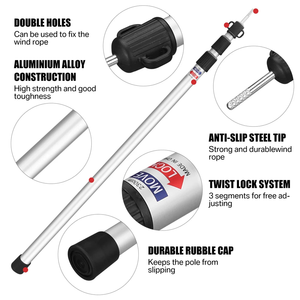 Aluminium Telescoping Tarp Poles 90–230cm | Camping Canopy