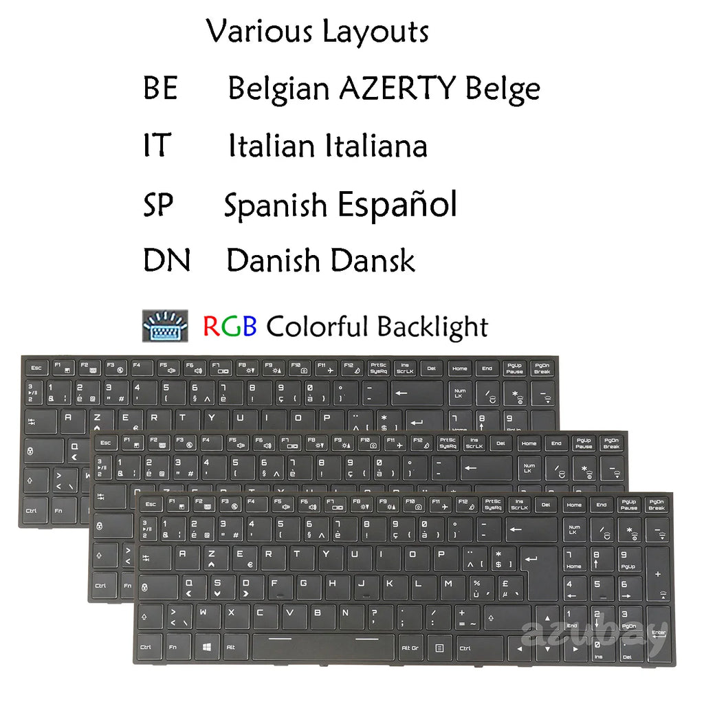 RGB Backlit Keyboard for Clevo Sager NP8151–NP8171 | AZUBAY