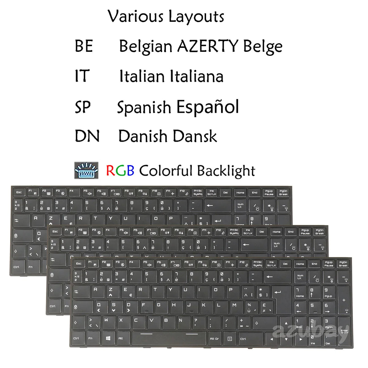RGB Backlit Keyboard for Clevo Sager NP8151–NP8171 | AZUBAY