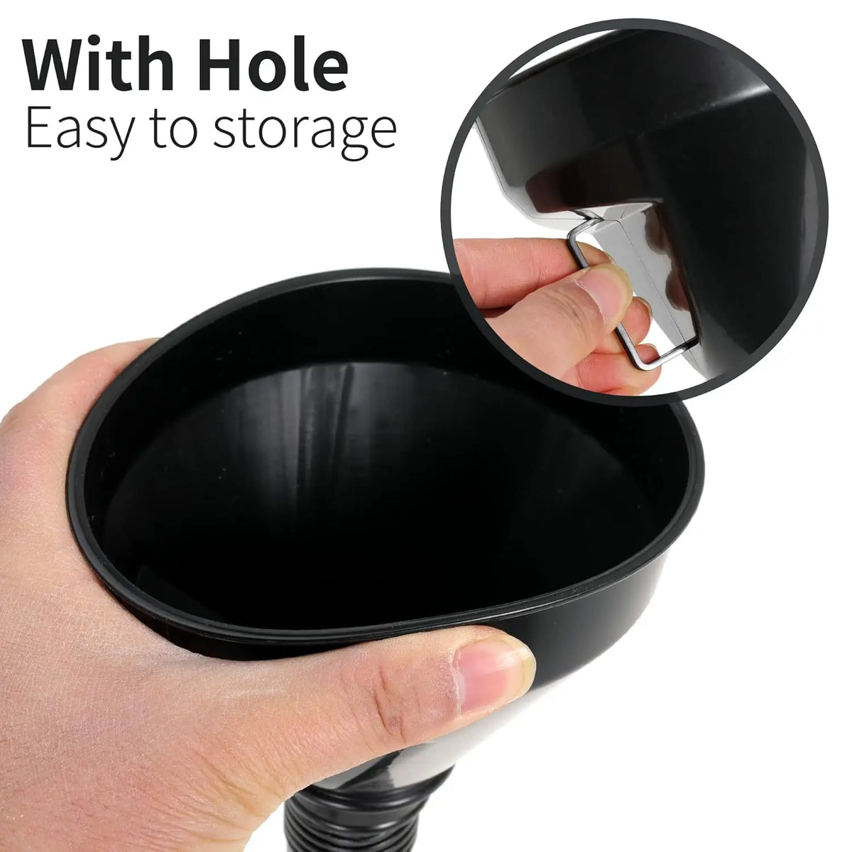 Wide Mouth Oil Funnel – Flexible Hose & Mesh Filter, Spill-Proof