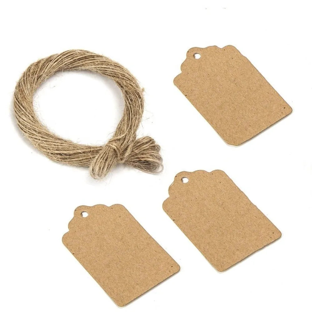 100Pcs Kraft Paper Hanging Tags with Strings – Blank Gift Labels