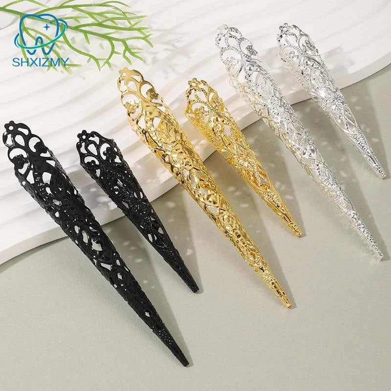 5Pcs Gold Metal Finger Nail Guards for Dance & Cosplay