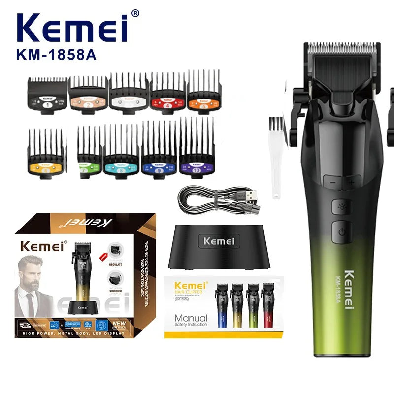 Kemei 9000RPM Cordless Hair Clipper Professional Grooming Kit