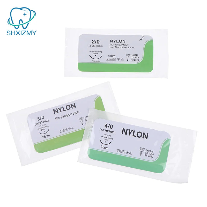 12-Pc Suture Practice Kit Nylon Needles 2/0 3/0 4/0 5/0 Training