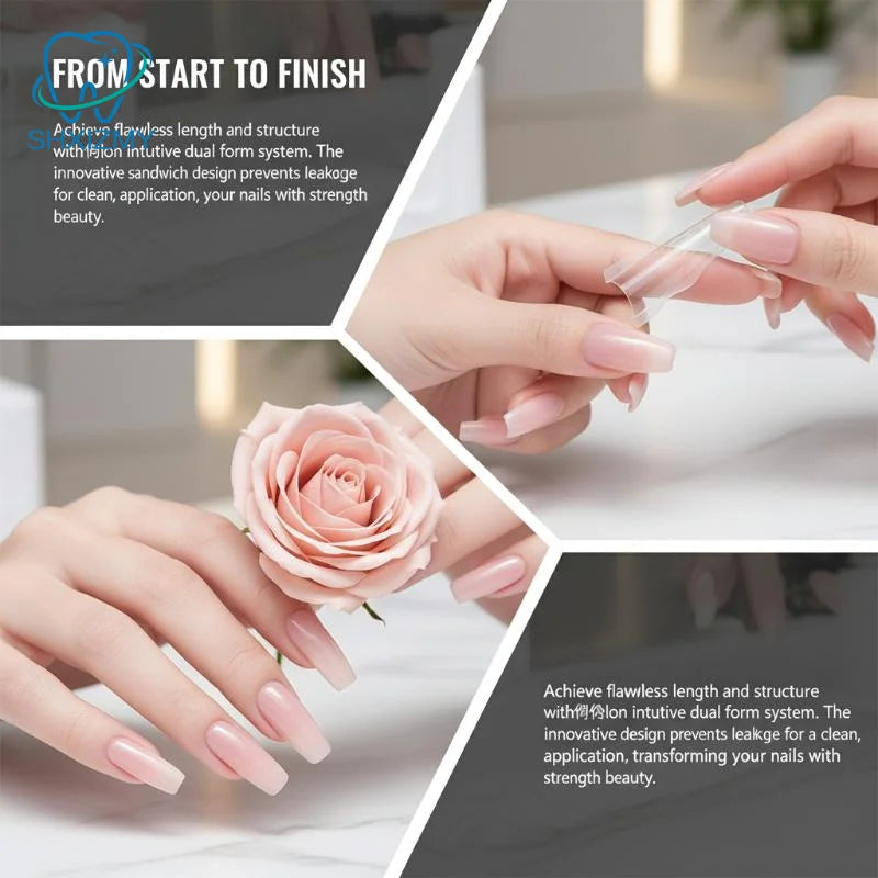 60Pcs Reusable Poly Dual Forms Nail Gel Mold Extension Tips