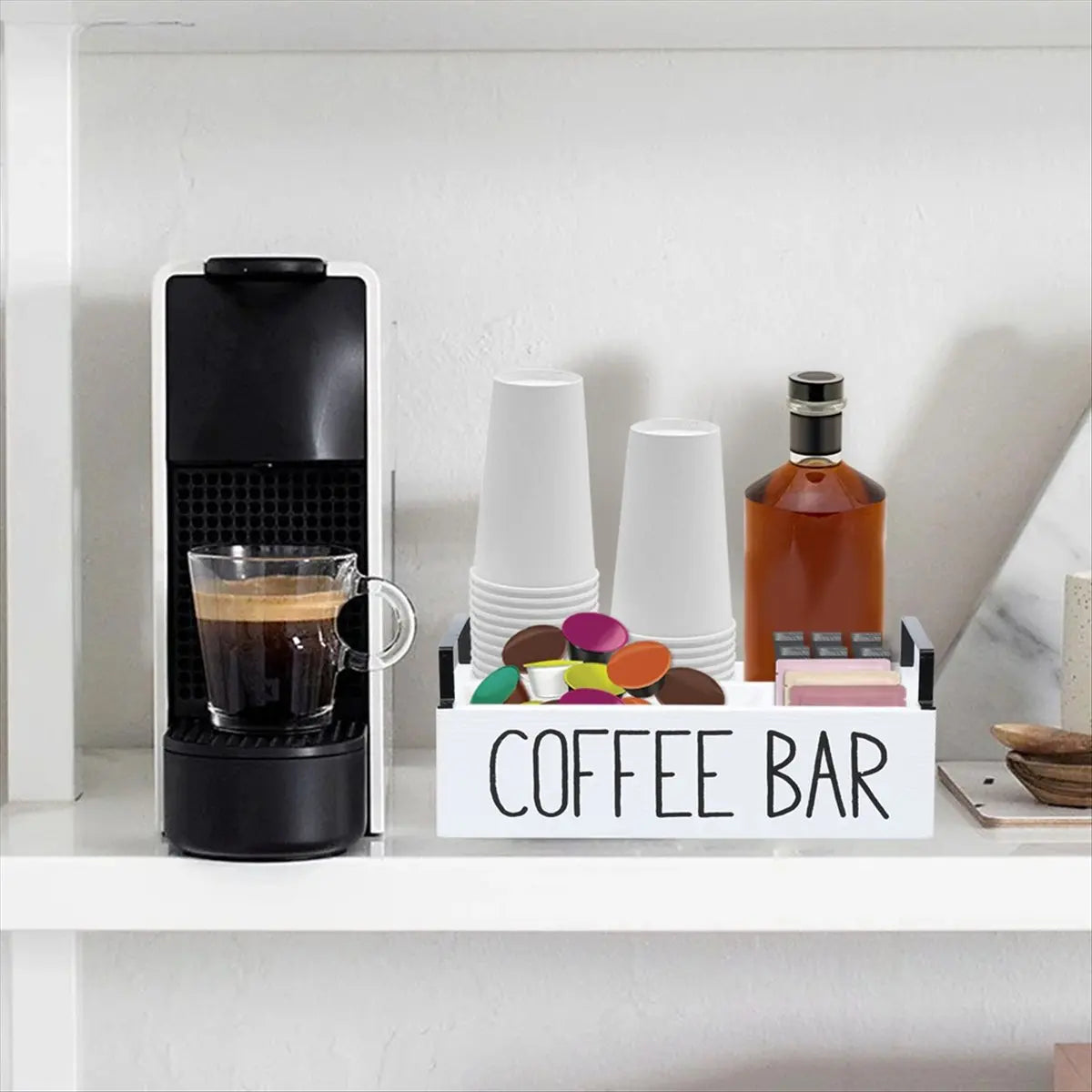 Wooden Coffee Station Organizer & Coffee Pods Holder