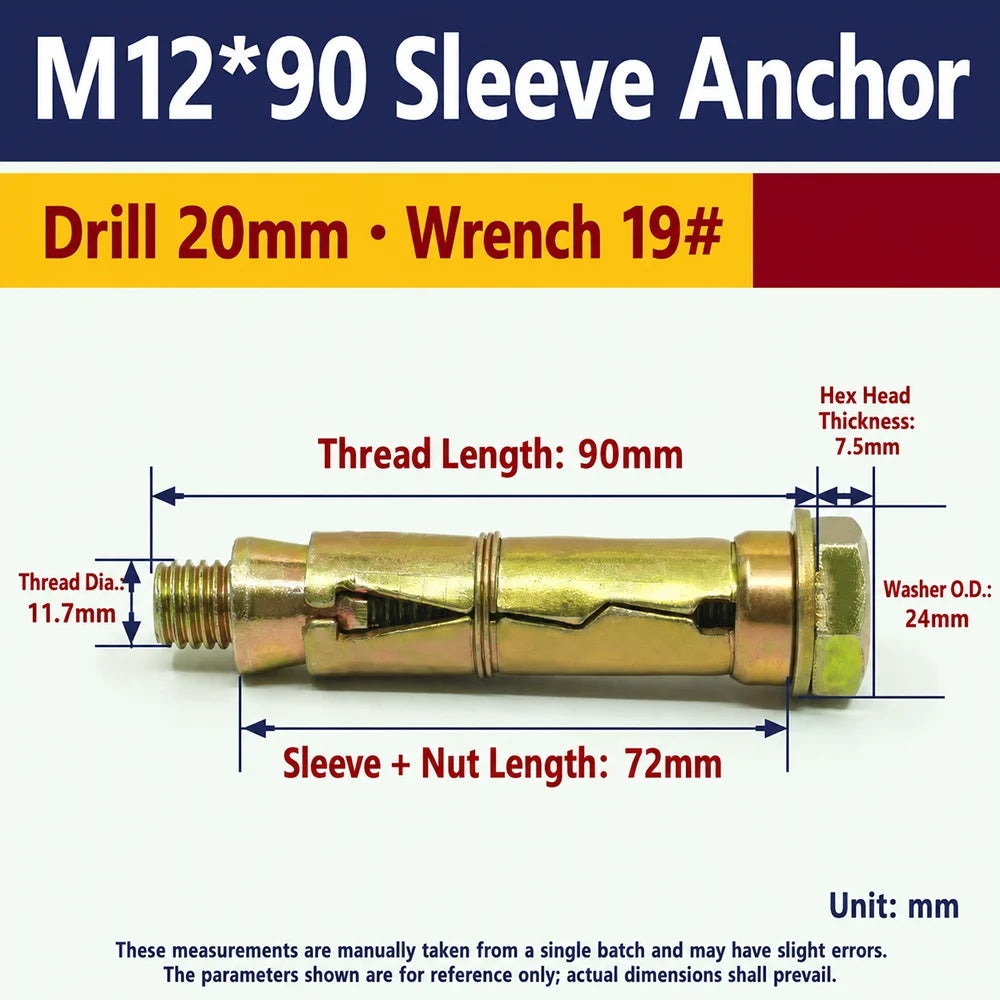 M6–M12 Heavy Duty Single Sleeve Expansion Anchor Bolt Carbon Steel