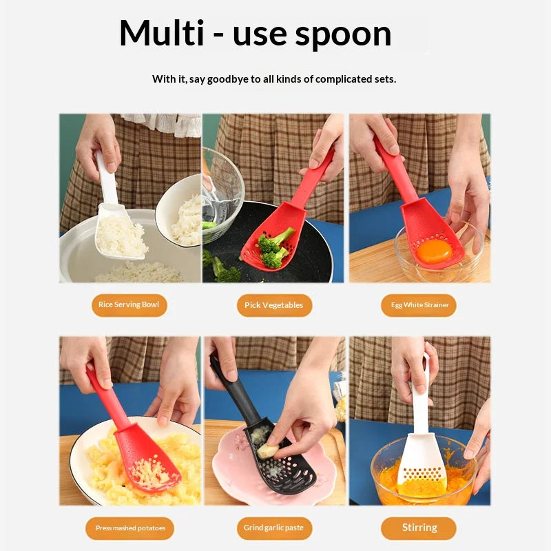 7-in-1 Cooking Spoon Strainer Masher & Garlic Press