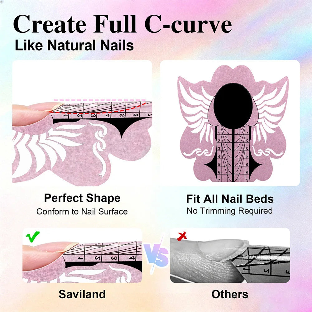 Nail Extension Forms 100/500pcs – Gel Acrylic Guide Mold Stickers