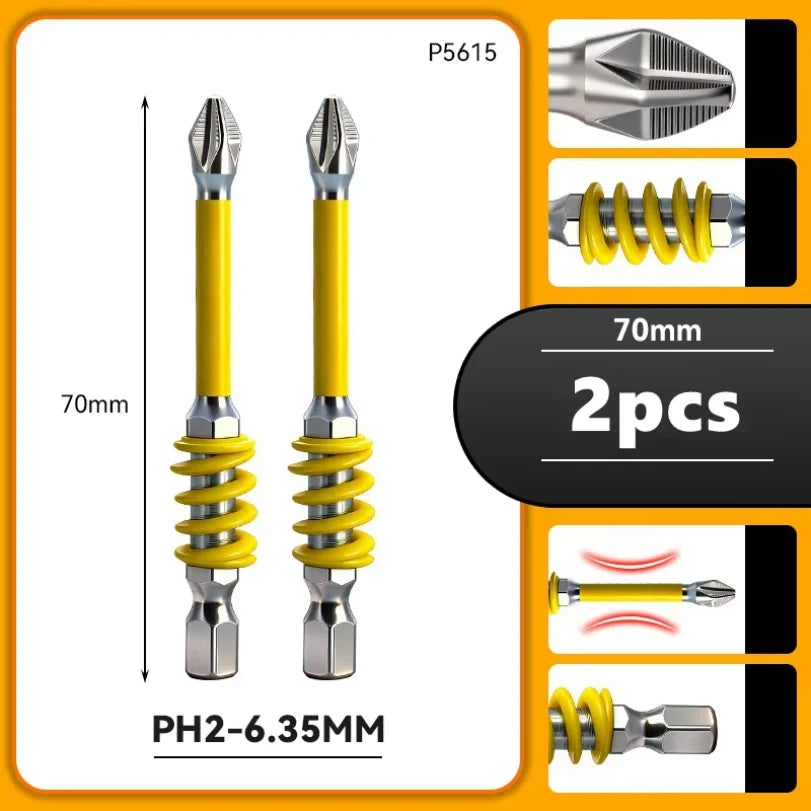 Magnetic Spring Screwdriver Bits PH2 1/4" Hex 60/90/110mm