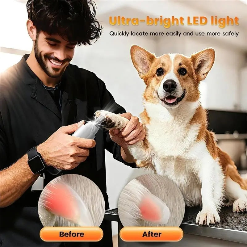 Quiet Pet Nail Grinder LED Light 5-Speed USB Rechargeable