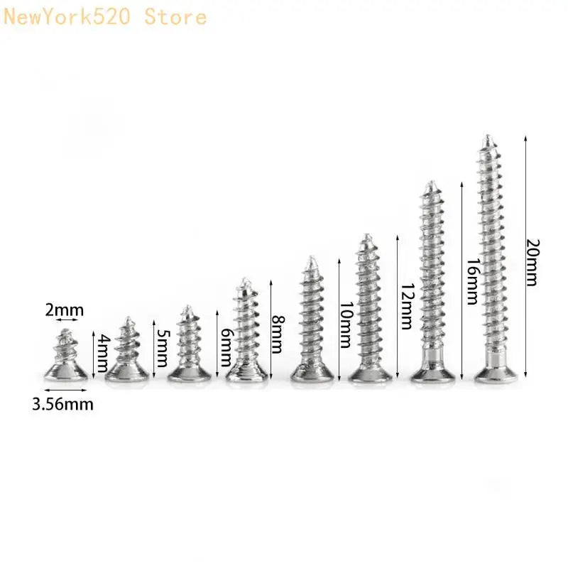 800Pcs 304 Stainless Steel Tapping Screw Assortment Set 8 Sizes