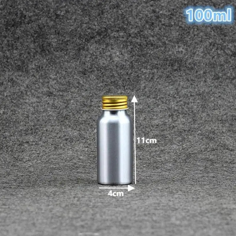 Gold Aluminum Refillable Bottle 50–250ml | Screw Cap Travel