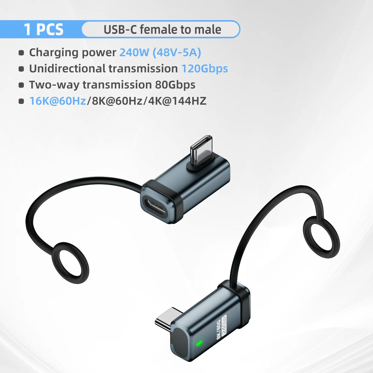 USB4 2.0 USB-C Adapter 240W PD 120Gbps 16K@60Hz Converter