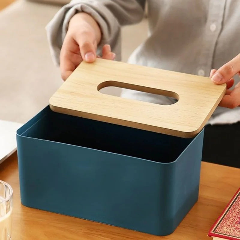 Wooden Lid Tissue Box Waterproof Desktop Napkin Holder