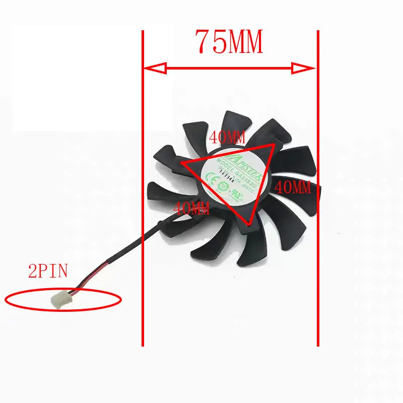 75mm GPU Fan Replacement for Sapphire R7 240 250 350 GA71S2H