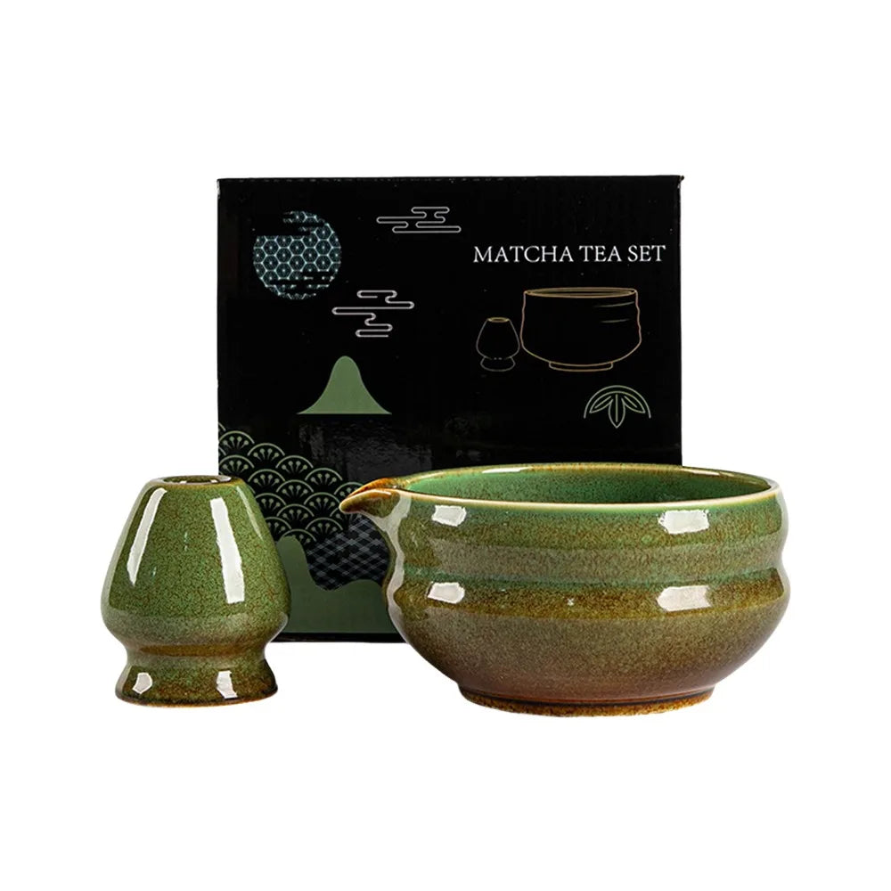Ceramic Matcha Bowl Set – Kiln Fired, Large Capacity Tea Bowl