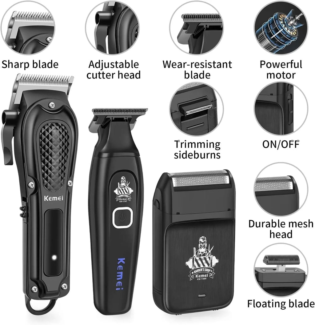 Kemei Cordless Hair Clipper & Men's Grooming Kit