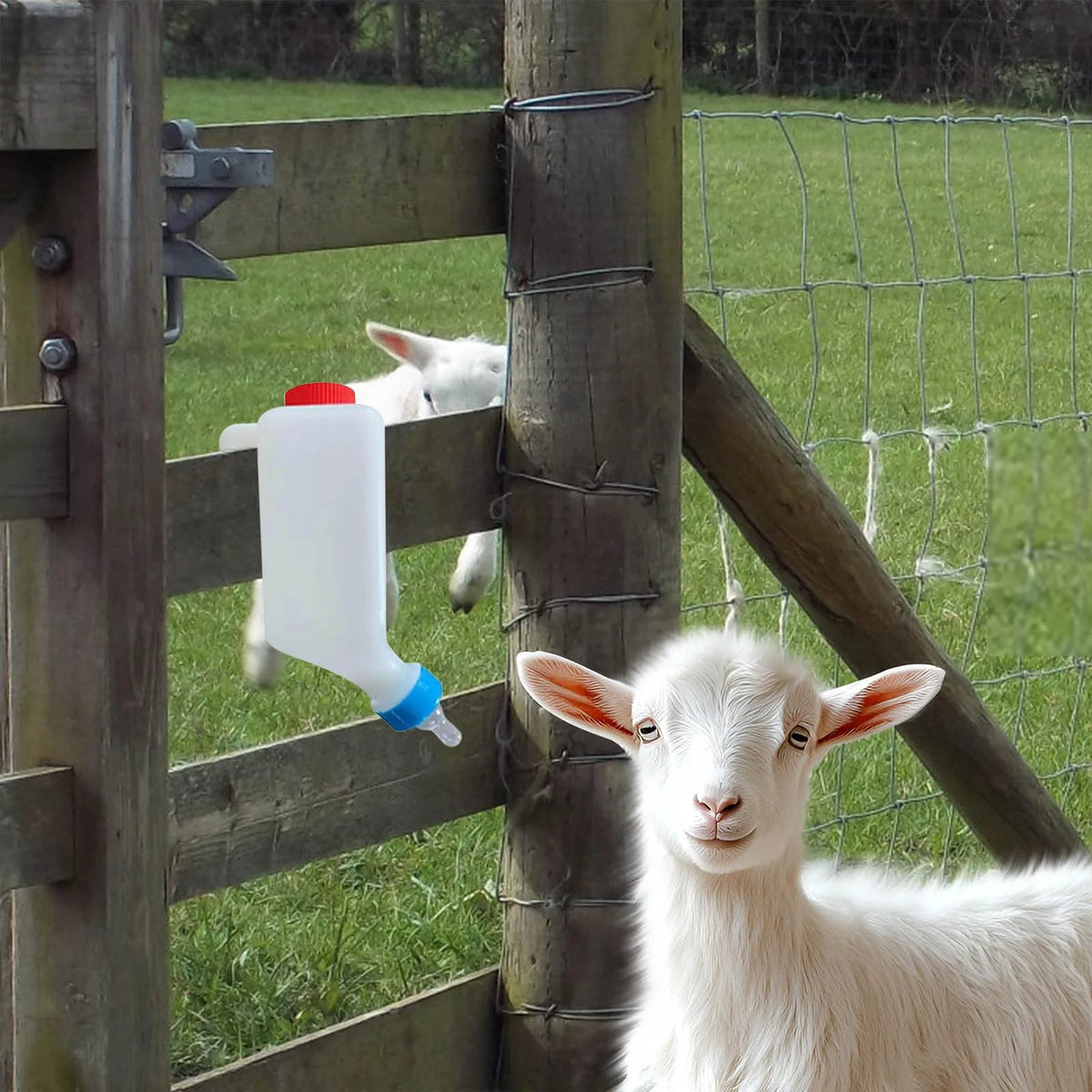 800ml Hanging Lamb Feeding Bottle with Scale & Soft Nipple – 2 Pack