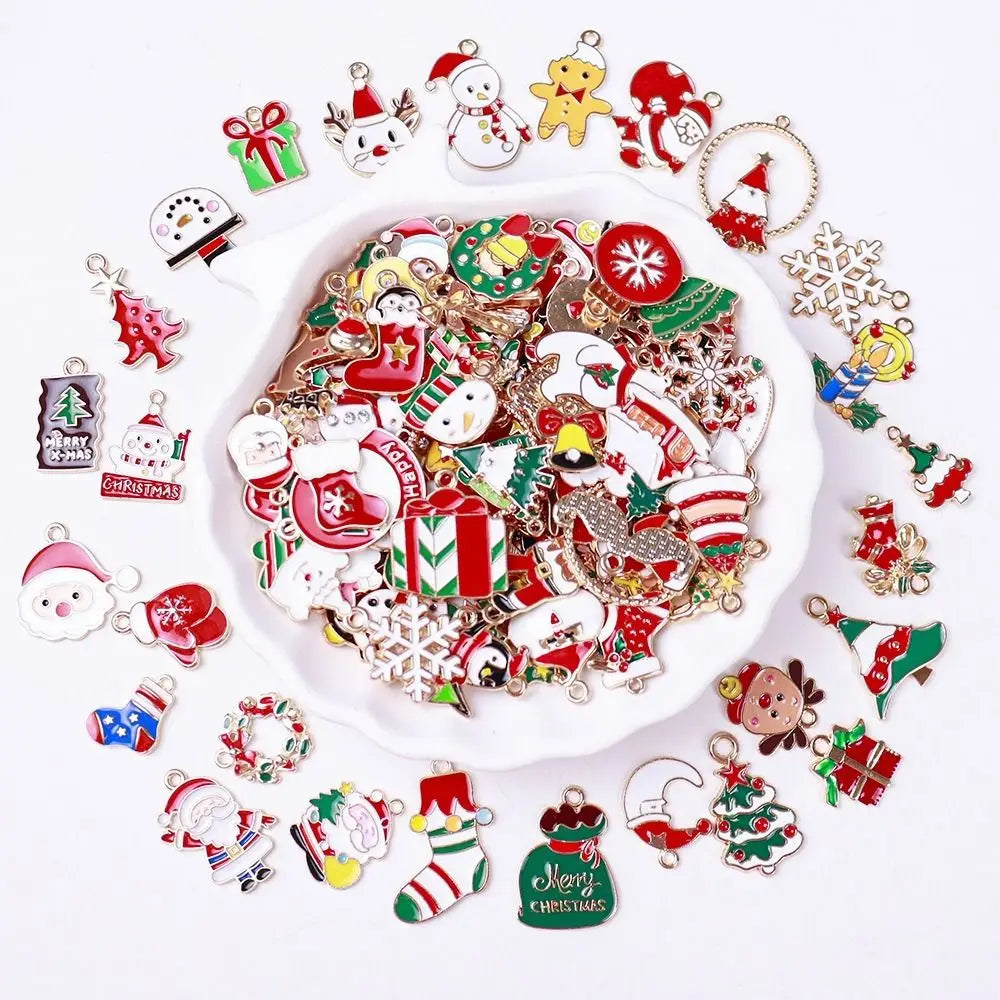 Christmas Enamel Charms Bulk 20/100pcs Alloy Elk DIY Pendants