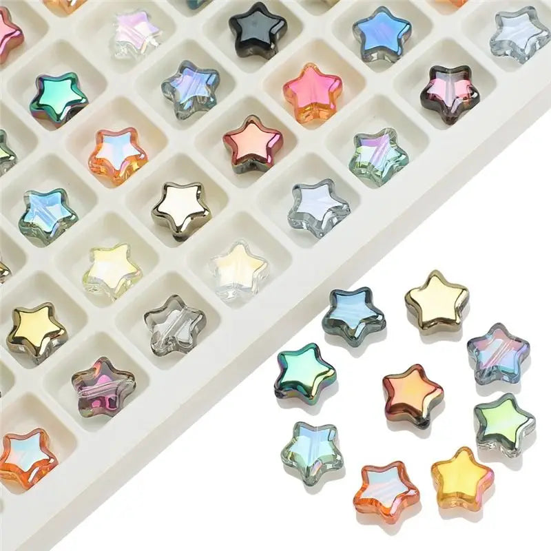 200Pcs Glass Crystal Star Spacer Beads – DIY Jewelry Making