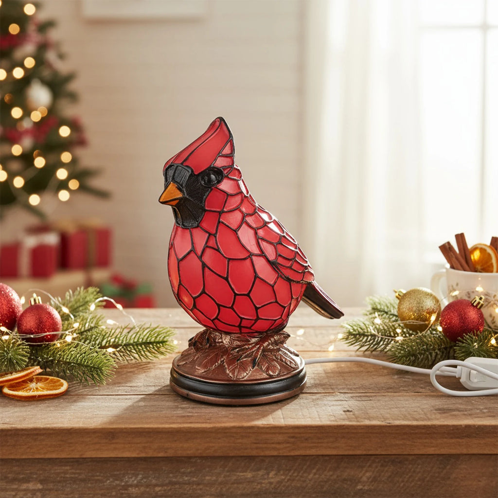 Red Cardinal Bird Table Lamp – Decorative Resin Night Light