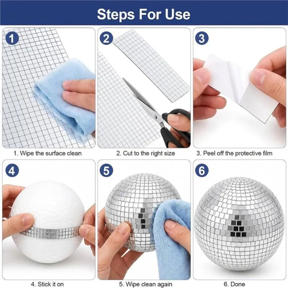 Self-Adhesive Mosaic Mirror Tiles – Flexible Silver Glass Sheet