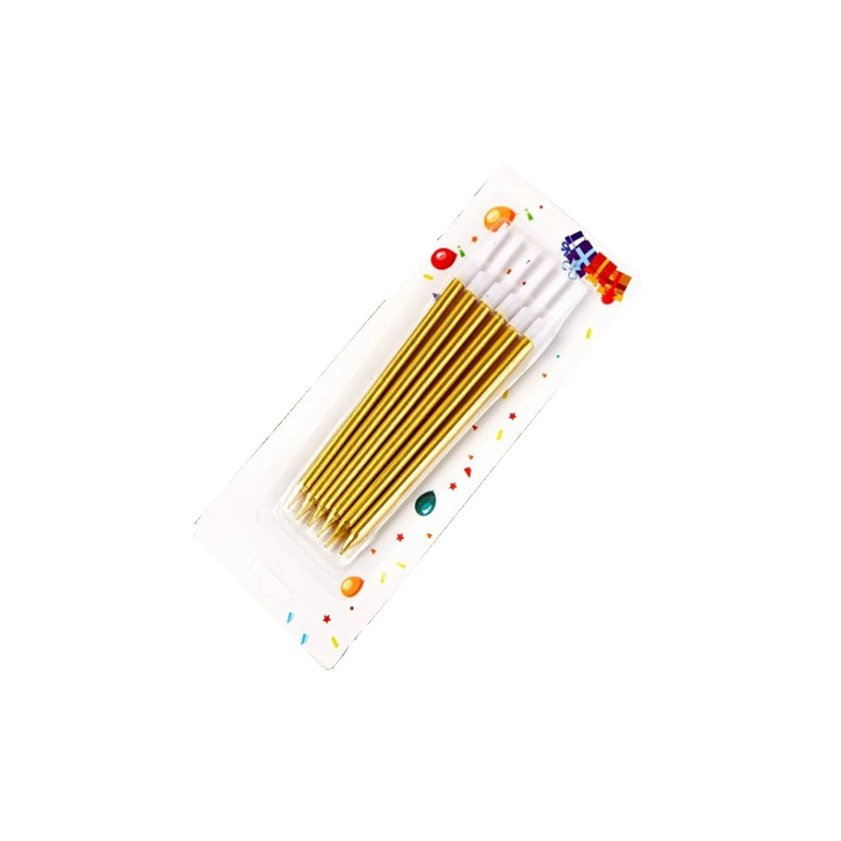 6-Pack Gold & Silver Metallic Birthday Cake Candles with Holders