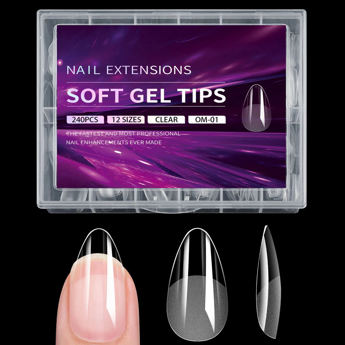 240pcs Soft Gel Nail Tips – Half Matte Clear Acrylic False Nails