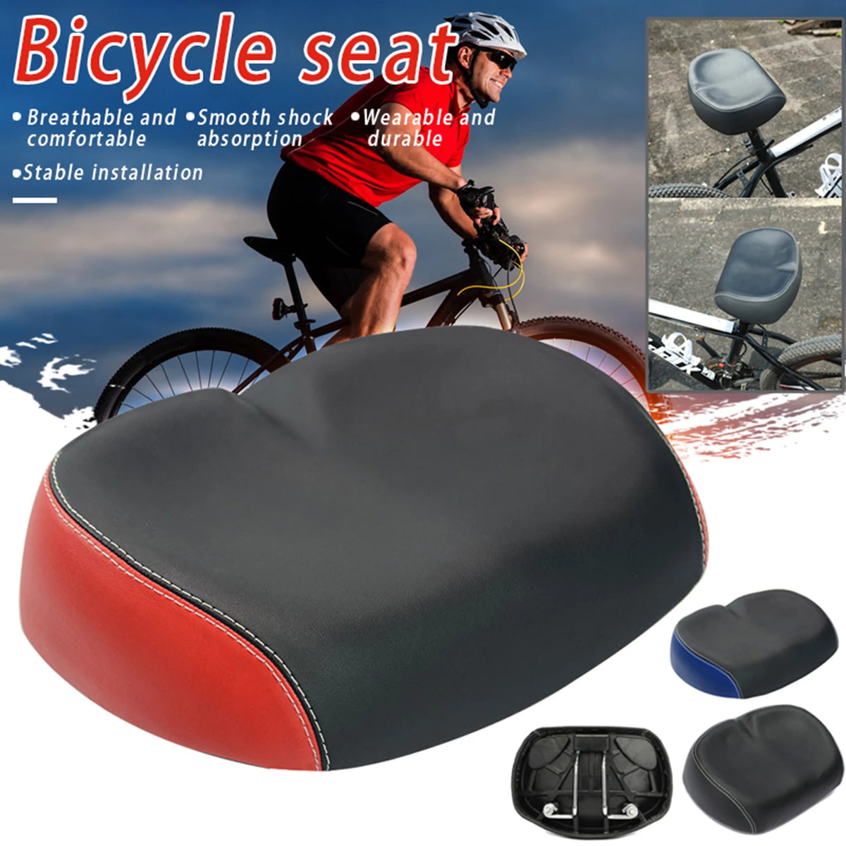 Wide Memory Foam Bicycle Saddle – Padded Cycling Seat