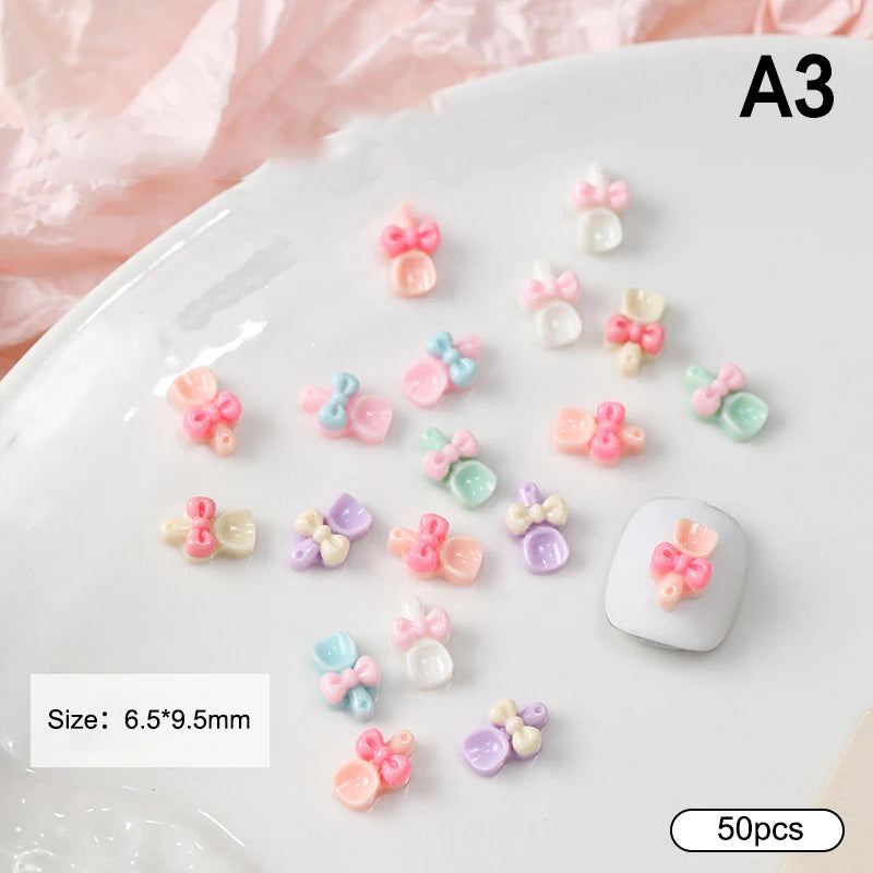 50 Pcs 3D Cartoon Resin Nail Charms – Tableware DIY Nail Art